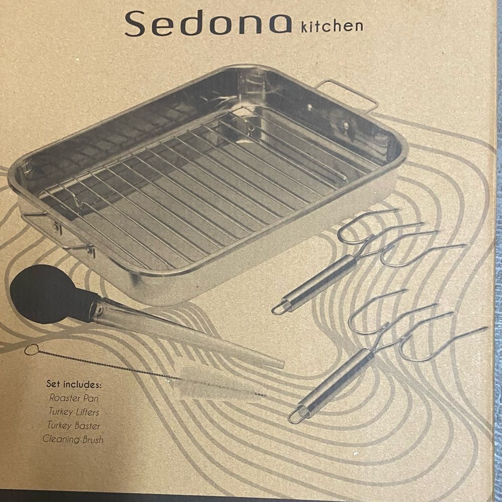 Sedona Kitchen 16.5” Stainless Steel Roaster Pan Set 6-Pieces